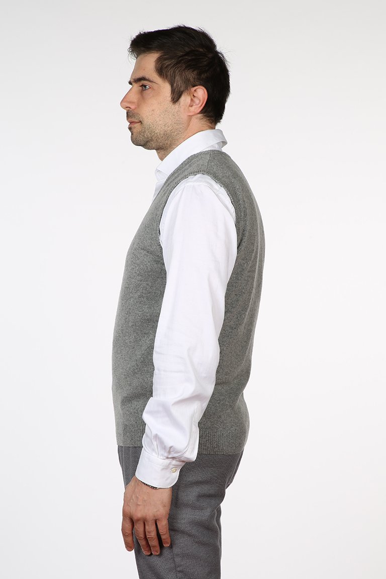 Gilet da uomo scollato a V in lana cardata – Edoardo - immagine 5