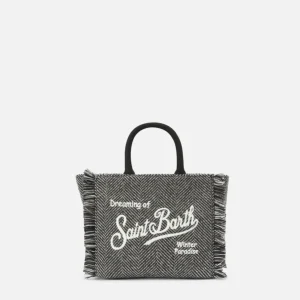 Borsa a mano SAINT BARTH Vanity Mini Wool in misto lana spinato