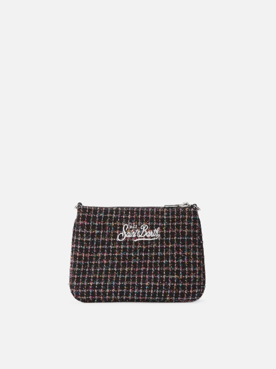 Borsetta a spalla SAINT BARTH Parisienne minI Tweed nera Shiny - immagine 4