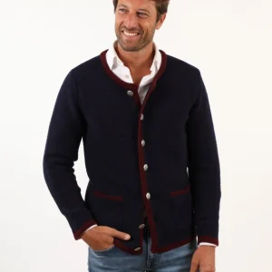 Giacca tipica tirolese da uomo con tasche e bottoni con stella alpina in 100% lana shetland – Giacca Peter