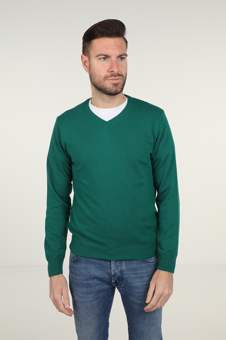 Scollo a V da uomo in lana merinos e cashmere – V Agostino - immagine 6